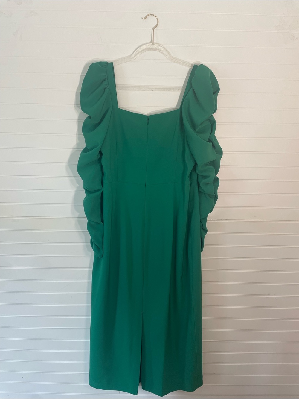 Antonio Melani Elena Square Neck Long Ruched Sleeve Midi Dress NEW Size 12 Green - Picture 4 of 7